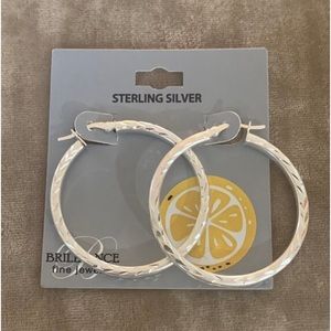 New! .925 Sterling Silver Diamond Cut Hoop Earrings